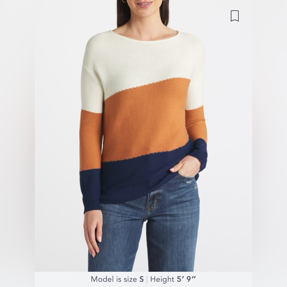 Evolution by Cyrus, Tarley Color Block Pullover Sweater, Size Large